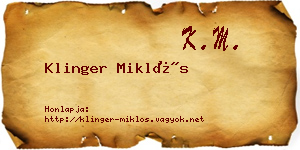 Klinger Miklós névjegykártya