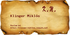 Klinger Miklós névjegykártya